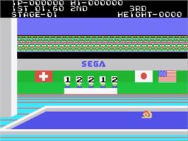 In game image of Hyper Sports on the Sega SG-1000.