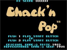 Title screen of Chack'n Pop on the Sega SG-1000.