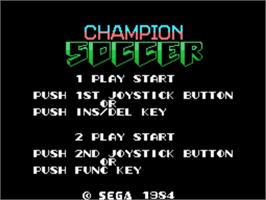 Title screen of Champion Soccer on the Sega SG-1000.