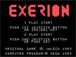 Title screen of Exerion on the Sega SG-1000.