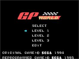 Title screen of Gp World on the Sega SG-1000.