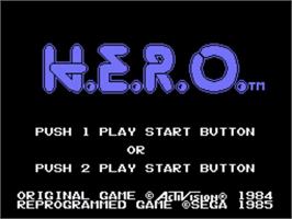Title screen of H.e.r.o. on the Sega SG-1000.