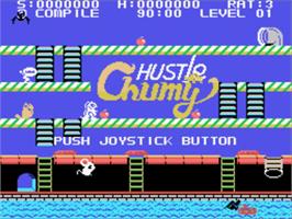 Title screen of Hustle Chumy on the Sega SG-1000.