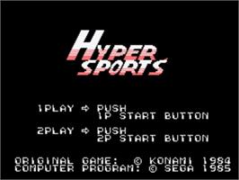 Title screen of Hyper Sports on the Sega SG-1000.