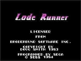Title screen of Lode Runner on the Sega SG-1000.