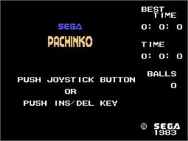 Title screen of Pachinko on the Sega SG-1000.