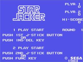 Title screen of Star Jacker on the Sega SG-1000.