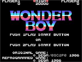 Title screen of Wonder Boy on the Sega SG-1000.