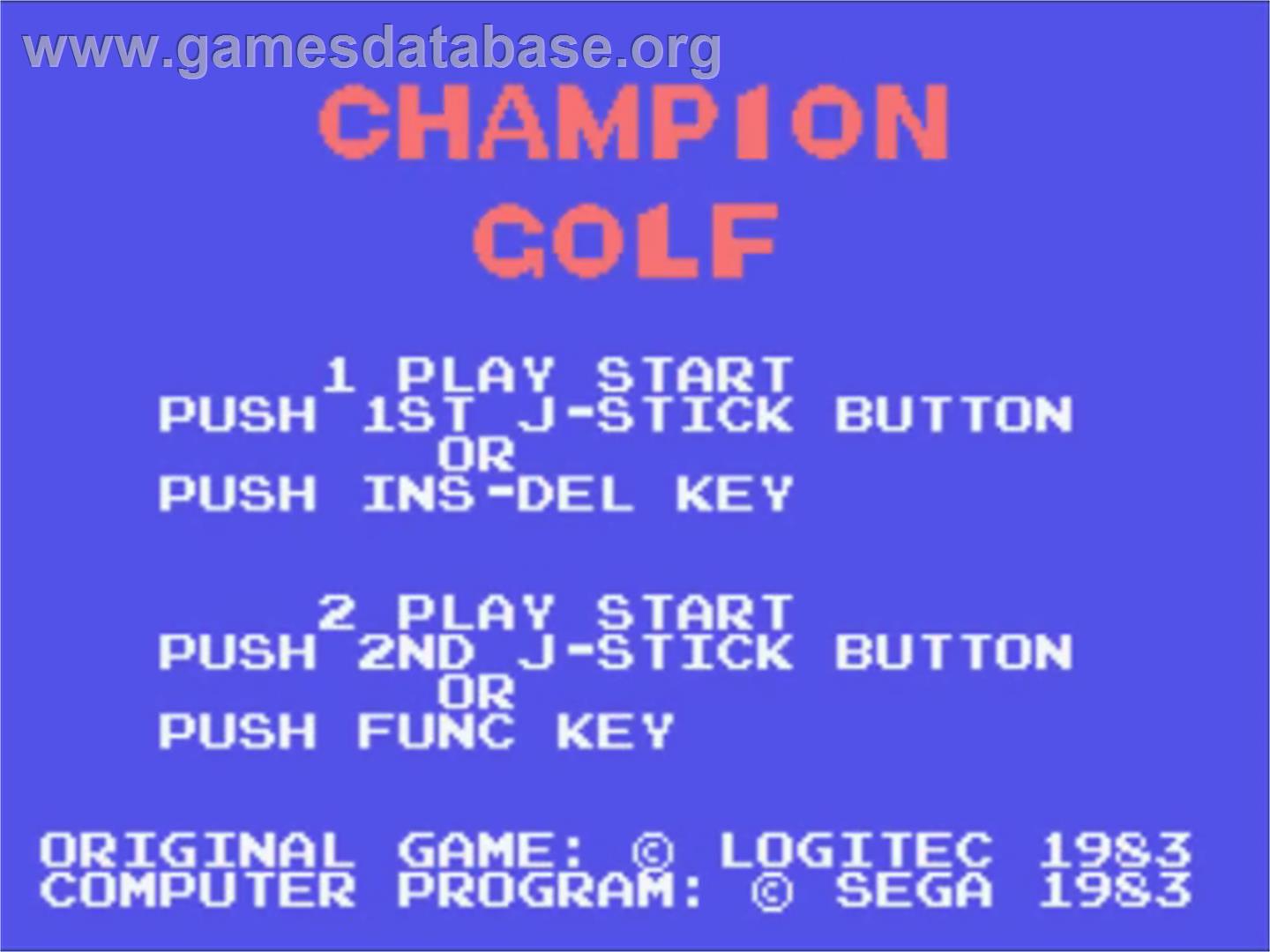 Champion Golf - Sega SG-1000 - Artwork - Title Screen
