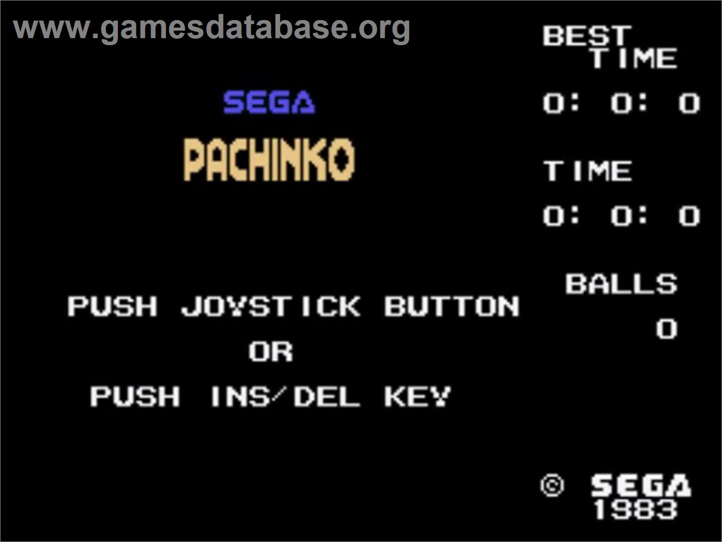 Pachinko - Sega SG-1000 - Artwork - Title Screen