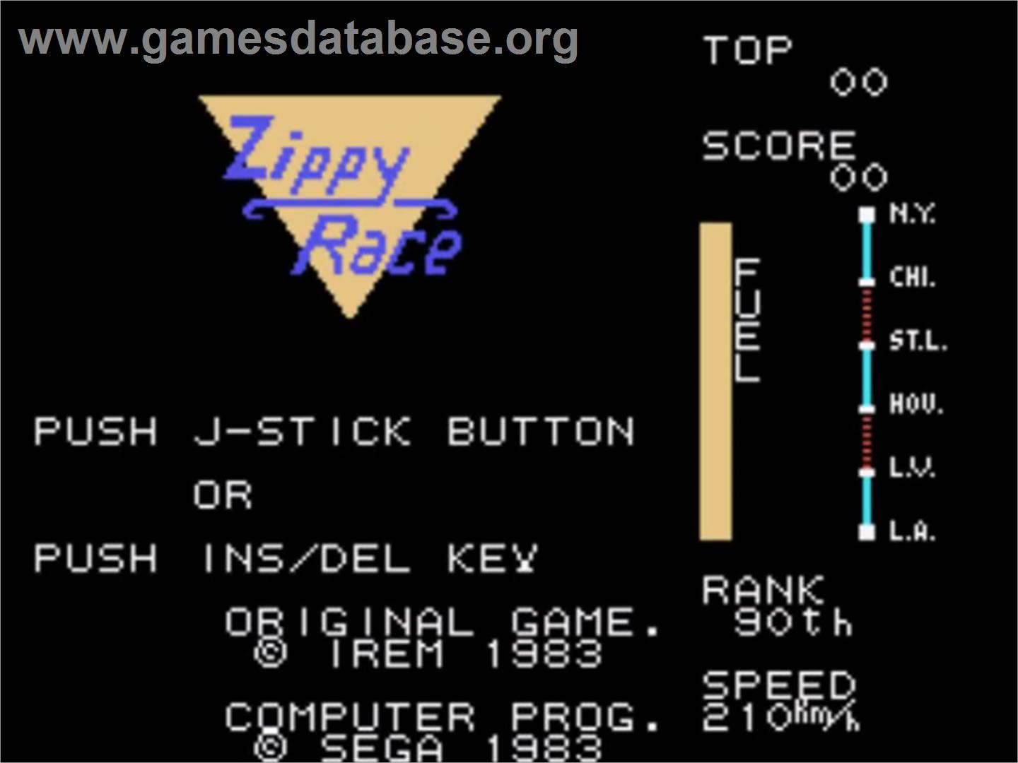 Zippy Race - Sega SG-1000 - Artwork - Title Screen