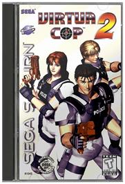 Box cover for Virtua Cop 2 on the Sega Saturn.