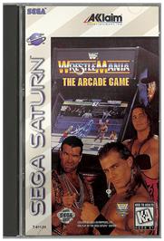 Box cover for WWF Wrestlemania on the Sega Saturn.