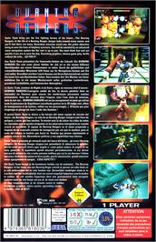 Box back cover for Burning Rangers on the Sega Saturn.