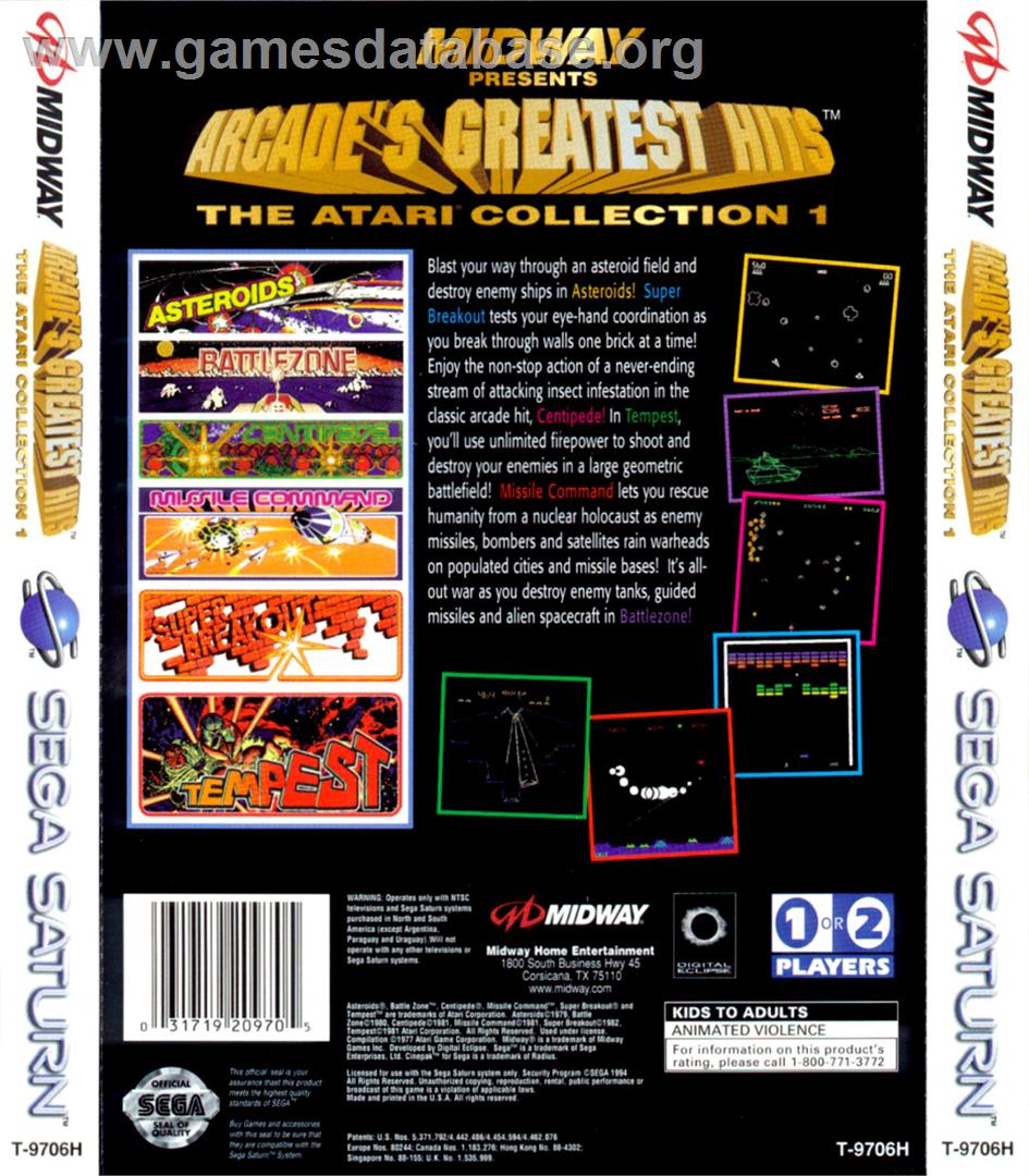 Arcade's Greatest Hits: The Atari Collection 1 - Sega Saturn - Artwork - Box Back