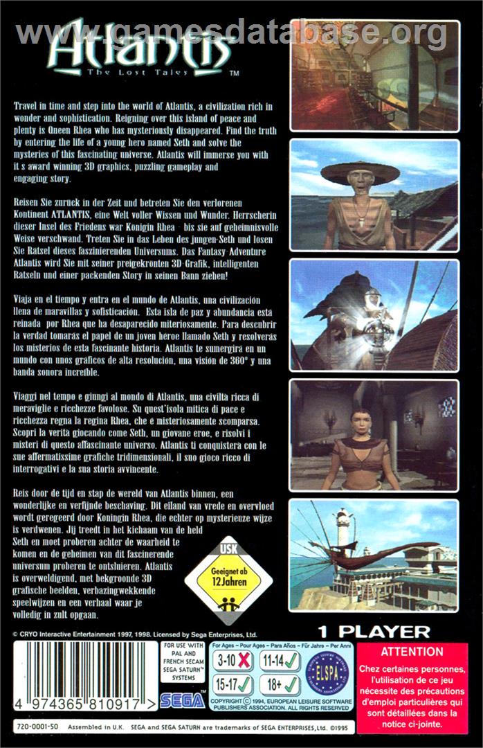 Atlantis: The Lost Tales - Sega Saturn - Artwork - Box Back