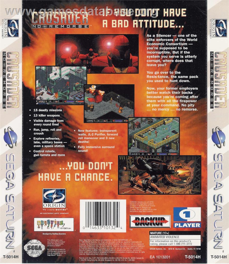 Crusader: No Remorse - Sega Saturn - Artwork - Box Back