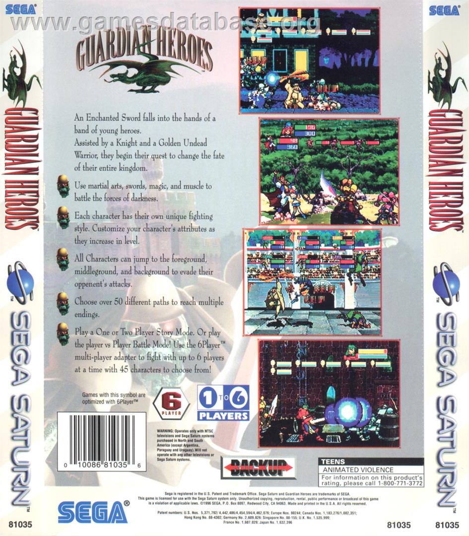 Guardian Heroes - Sega Saturn - Artwork - Box Back