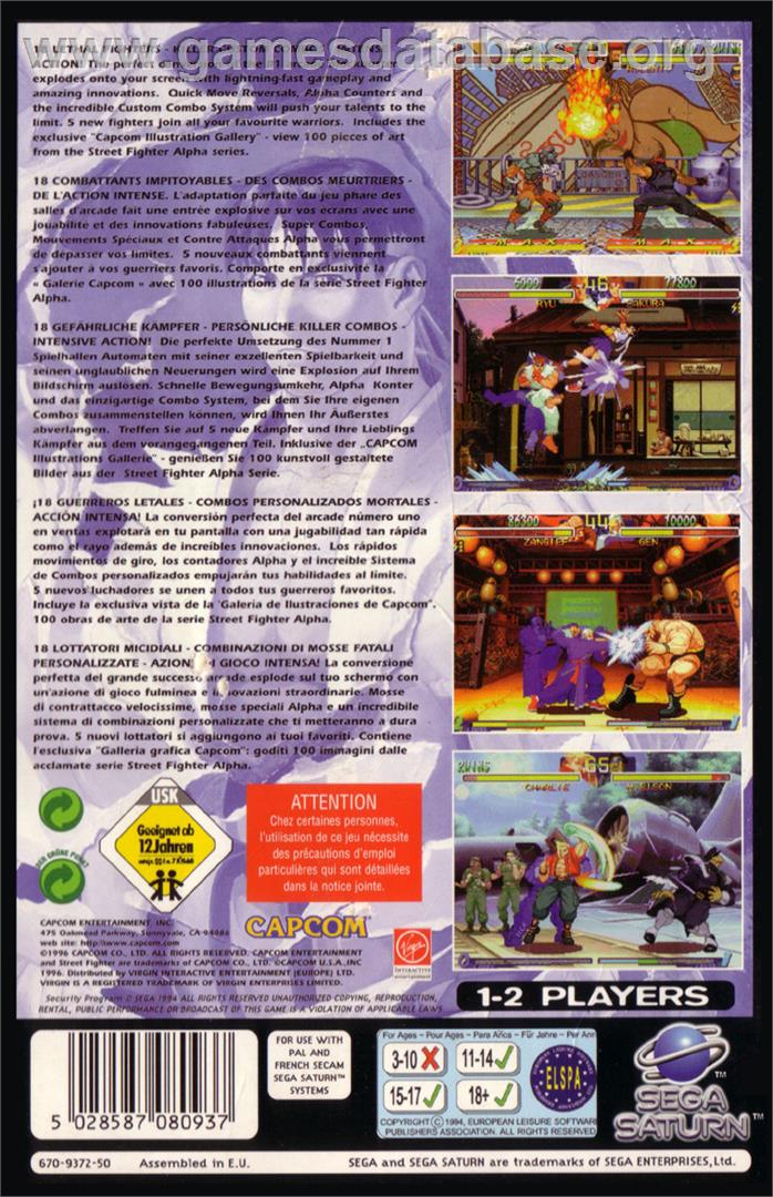 Street Fighter Alpha 2 - Sega Saturn - Artwork - Box Back