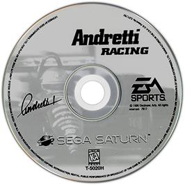 Cartridge artwork for Andretti Racing on the Sega Saturn.