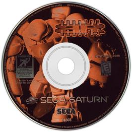 Cartridge artwork for Burning Rangers on the Sega Saturn.