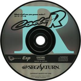 Cartridge artwork for Code R on the Sega Saturn.
