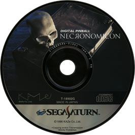 Cartridge artwork for Digital Pinball: Necronomicon on the Sega Saturn.