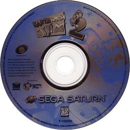 Cartridge artwork for Earthworm Jim 2 on the Sega Saturn.