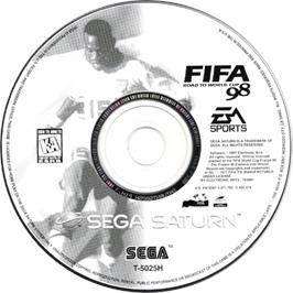 Cartridge artwork for FIFA 98: Road to World Cup on the Sega Saturn.
