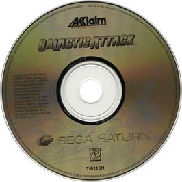 Cartridge artwork for Galactic Attack on the Sega Saturn.