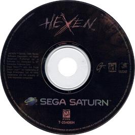 Cartridge artwork for Hexen on the Sega Saturn.