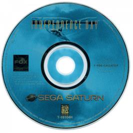 Cartridge artwork for Independence Day on the Sega Saturn.