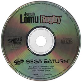 Cartridge artwork for Jonah Lomu Rugby on the Sega Saturn.