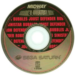 Cartridge artwork for Midway Presents Arcade's Greatest Hits on the Sega Saturn.