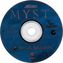 Cartridge artwork for Myst on the Sega Saturn.