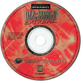Cartridge artwork for Off-World Interceptor Extreme on the Sega Saturn.