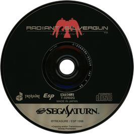 Cartridge artwork for Radiant Silvergun on the Sega Saturn.