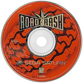 Cartridge artwork for Road Rash on the Sega Saturn.