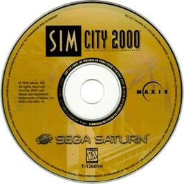 Cartridge artwork for Sim City 2000 on the Sega Saturn.
