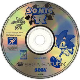 Cartridge artwork for Sonic R on the Sega Saturn.