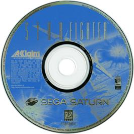 Cartridge artwork for Star Fighter on the Sega Saturn.
