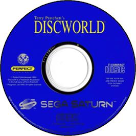 Cartridge artwork for Terry Pratchett's Discworld on the Sega Saturn.