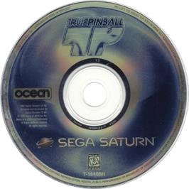 Cartridge artwork for True Pinball on the Sega Saturn.
