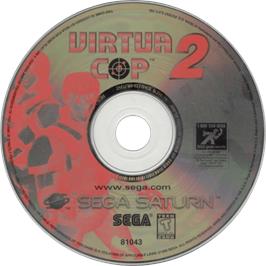 Cartridge artwork for Virtua Cop 2 on the Sega Saturn.