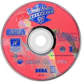 Cartridge artwork for World Series Baseball '98 on the Sega Saturn.
