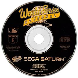 Cartridge artwork for World Series Baseball on the Sega Saturn.