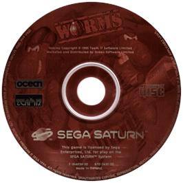 Cartridge artwork for Worms on the Sega Saturn.