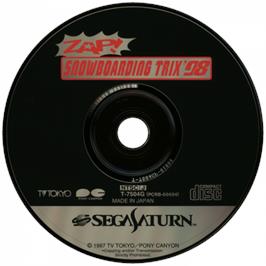 Cartridge artwork for Zap! Snowboarding Trix '98 on the Sega Saturn.