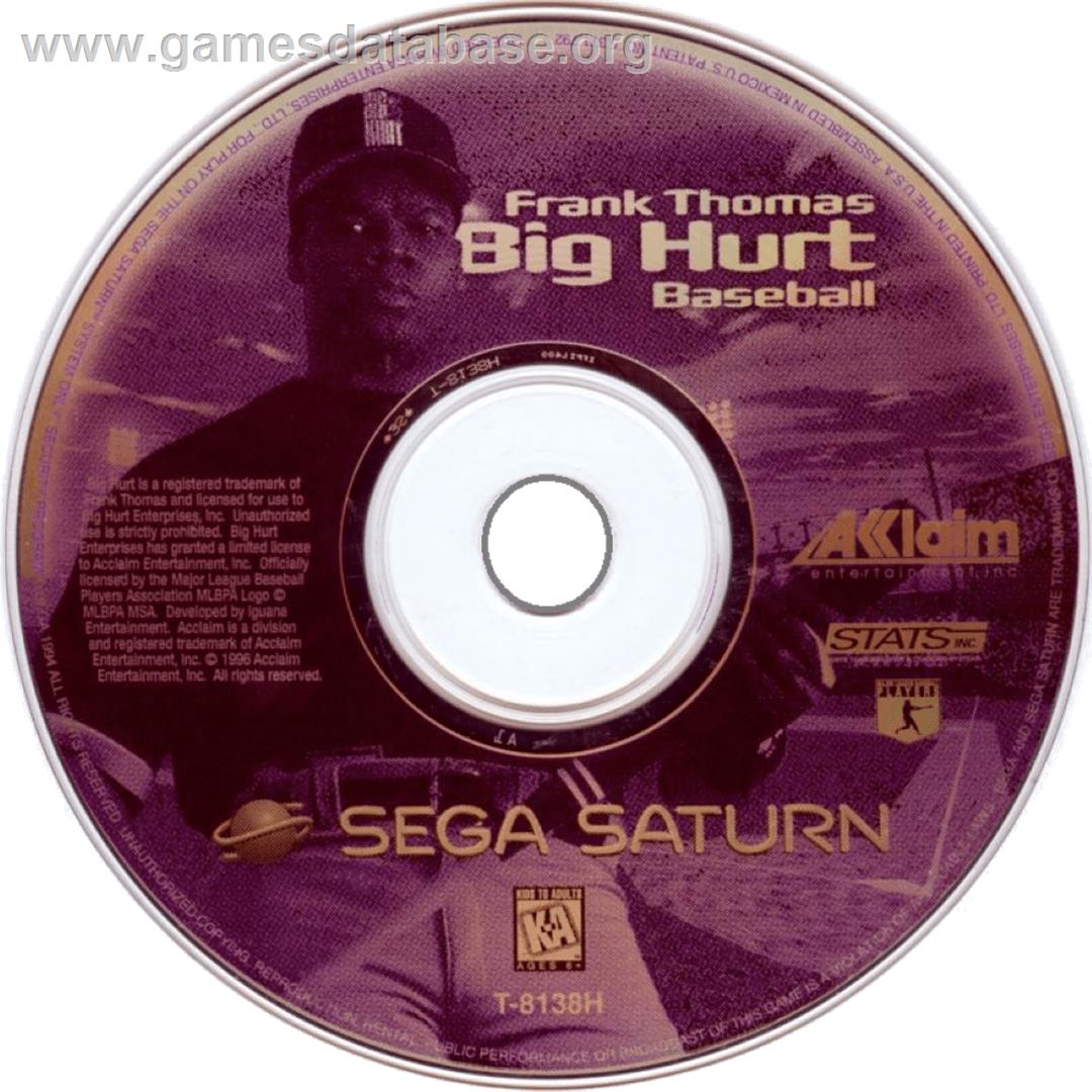 Frank Thomas Big Hurt Baseball - Sega Saturn - Artwork - Cartridge