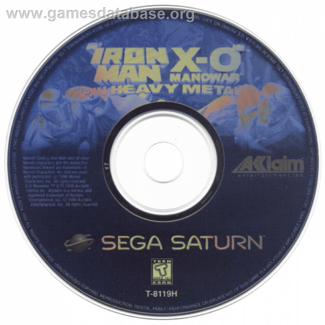 Iron Man / X-O Manowar in Heavy Metal - Sega Saturn - Artwork - Cartridge